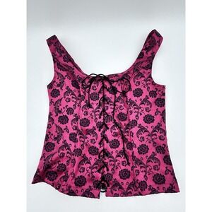 Vintage Frederick's of Hollywood‎ Pink Black Corset Top Size M USA Gothic